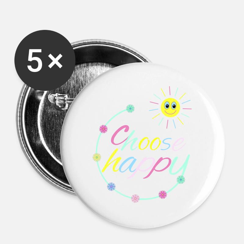 Choose Happy - Buttons large 2.2''/56 mm (5-pack) - white