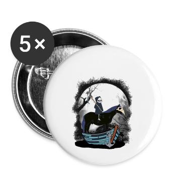 Grim Reaper Passeur Cavalier Bateau À Cheval Halloween - Lot de 5 grands badges (56 mm) - blanc - Devant