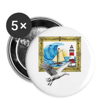 Seagull Maritime Seagulls Seabirds Lighthouse - Buttons large 2.2''/56 mm (5-pack) - white - Front