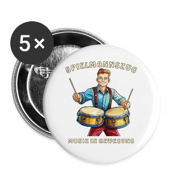 MARCHING BAND MUSIC IN MOTION - Buttons large 2.2''/56 mm (5-pack) - white - Front