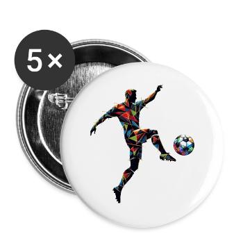 dynamic soccer player playing soccer - Buttons large 2.2''/56 mm (5-pack) - white - Front
