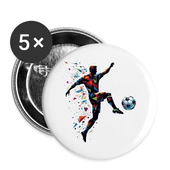 dynamic soccer player playing soccer - Buttons large 2.2''/56 mm (5-pack) - white - Front