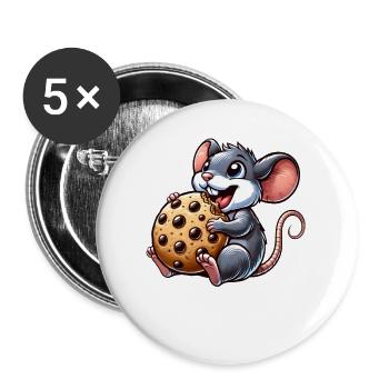 Cute Mouse Cookie Dessert Lover Cookie - Buttons large 2.2''/56 mm (5-pack) - white - Front