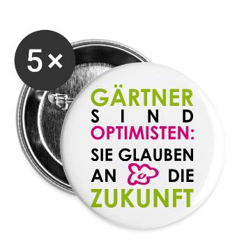 Gärtner sind Optimisten, schwarze Schrift - Buttons groß 56 mm (5er Pack) - Weiß - Vorne