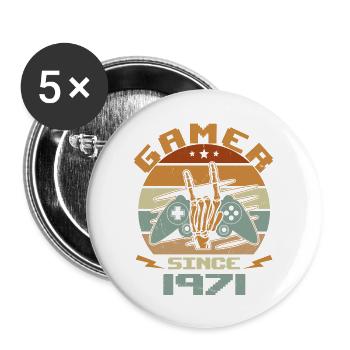 Gamer Since 1971 - Gaming Birthday Gift 1971 - Buttons large 2.2''/56 mm (5-pack) - white - Front
