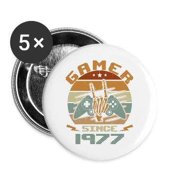 Gamer Since 1977 - Gaming Birthday Gift 1977 - Buttons large 2.2''/56 mm (5-pack) - white - Front