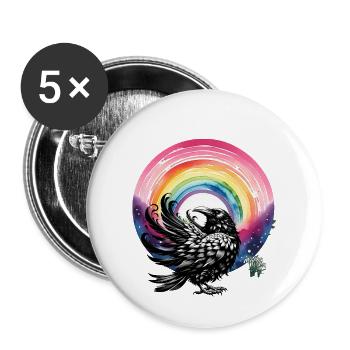 Corbeaux arc-en-ciel Corbeaux Corbeau Printemps corbeau - Lot de 5 grands badges (56 mm) - blanc - Devant