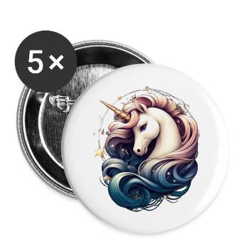 Unicorn for women and girls who love unicorns - Buttons large 2.2''/56 mm (5-pack) - white - Front