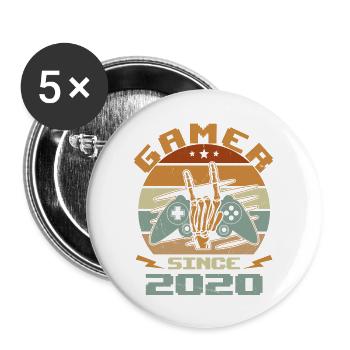 Gamer Since 2020 - Gaming Anniversary Gift 2020 - Buttons large 2.2''/56 mm (5-pack) - white - Front