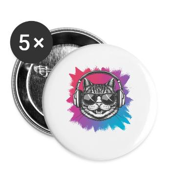 Colorful Cat Sunglasses Headphones - Buttons large 2.2''/56 mm (5-pack) - white - Front
