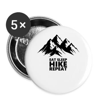 Alps Mountains Eat Sleep Hike Repeat Vector - Buttons large 2.2''/56 mm (5-pack) - white - Front