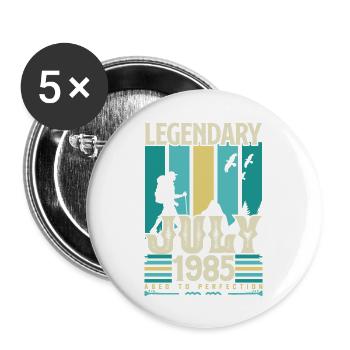 July 1985 Birthday Gift, Vintage July. - Buttons large 2.2''/56 mm (5-pack) - white - Front