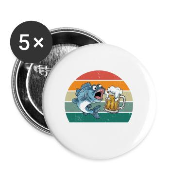 Catfish & Beer That's Why I'm Here - Buttons large 2.2''/56 mm (5-pack) - white - Front