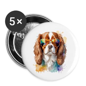Cavalier King Charles Spaniel Sunglasses Dog - Buttons large 2.2''/56 mm (5-pack) - white - Front