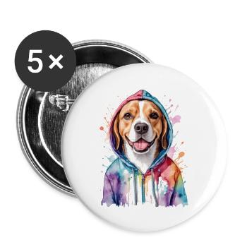 Beagle Hoodie Dog Colorful Funny Animal Design Print - Buttons large 2.2''/56 mm (5-pack) - white - Front