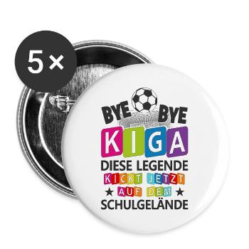 Einschulung Fußball Kindergarten Schule Geschenk - Buttons groß 56 mm (5er Pack) - Weiß - Vorne