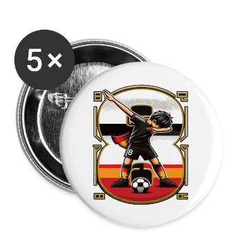 8 Years Boy Soccer Black Red Gold - Buttons large 2.2''/56 mm (5-pack) - white - Front