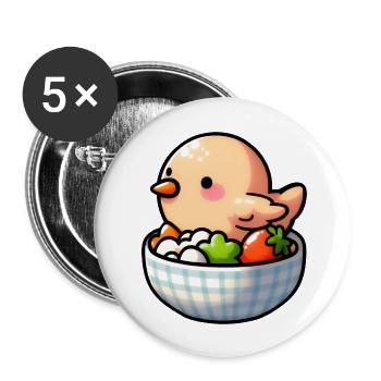chicken food - poulet - Lot de 5 grands badges (56 mm) - blanc - Devant