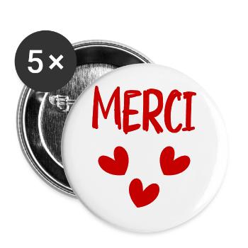 GELIEBTE. VIELEN DANK. DANKE HERRIN - Buttons groß 56 mm (5er Pack) - Weiß - Vorne