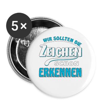 ZEICHEN ERKENNEN - Buttons groß 56 mm (5er Pack) - Weiß - Vorne