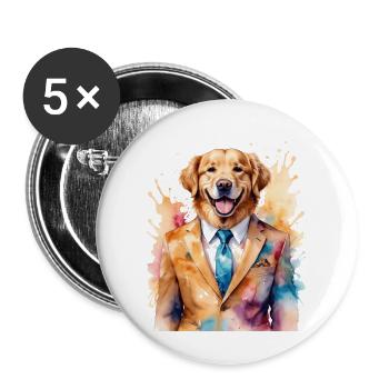 Golden Retriever Costume Chien Drôle Design Imprimer - Lot de 5 grands badges (56 mm) - blanc - Devant