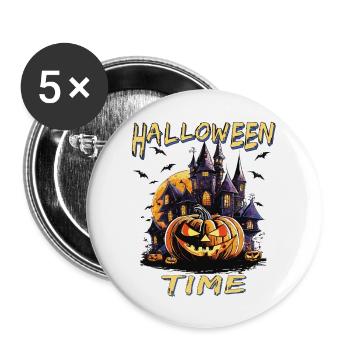 HALLOWEEN CASTLE PUMPKIN - Buttons large 2.2''/56 mm (5-pack) - white - Front