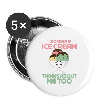 Je me demande si Ice Cream pense aussi à moi Cone Sc - Lot de 5 grands badges (56 mm) - blanc - Devant