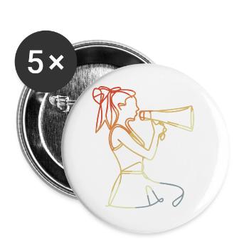 Look vintage pom-pom girl - Lot de 5 grands badges (56 mm) - blanc - Devant