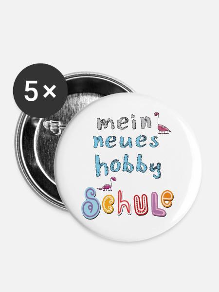 Schule Schulkind - Buttons groß 56 mm (5er Pack) - Weiß