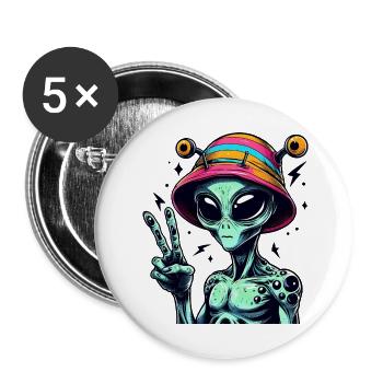 Alien Shows Peace - Buttons large 2.2''/56 mm (5-pack) - white - Front