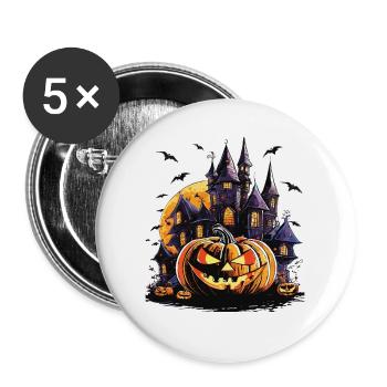 HALLOWEEN CASTLE PUMPKIN - Buttons large 2.2''/56 mm (5-pack) - white - Front