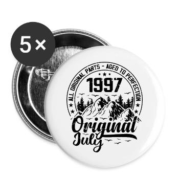 1997 July Original: 27 Years Anniversary Gift - Buttons large 2.2''/56 mm (5-pack) - white - Front