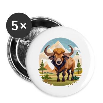 Buffle - Lot de 5 grands badges (56 mm) - blanc - Devant