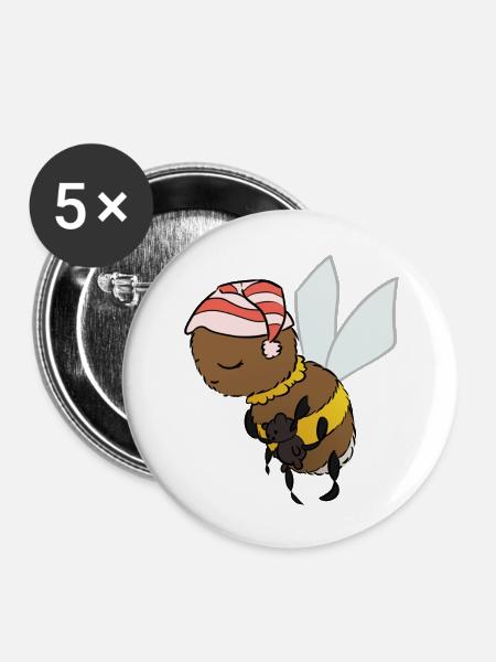 Baby-Hummel schlafend - Buttons groß 56 mm (5er Pack) - Weiß