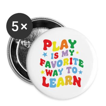 Funny Play is my Favorite Way to Learn Teacher pae - Buttons large 2.2''/56 mm (5-pack) - white - Front