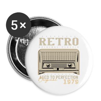 Retro 1979 Birthday Gift 1979 Vintage 1979 - Buttons large 2.2''/56 mm (5-pack) - white - Front