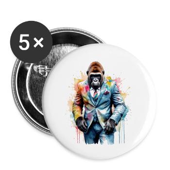 Gorilla Suit Monkey Colorful Animal Design Print - Buttons large 2.2''/56 mm (5-pack) - white - Front