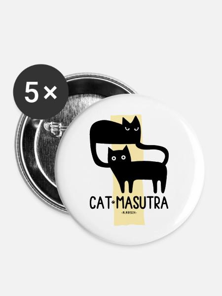 Katze Masutra - Buttons groß 56 mm (5er Pack) - Weiß