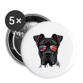 Great Dane with American Sunglasses - Buttons large 2.2''/56 mm (5-pack) - white - Front