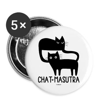 Chat Masutra - Lot de 5 grands badges (56 mm) - blanc - Devant