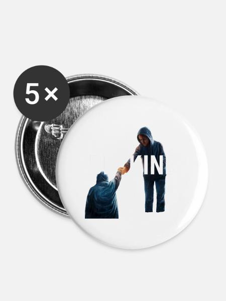 SEI FREUNDLICH - Buttons groß 56 mm (5er Pack) - Weiß