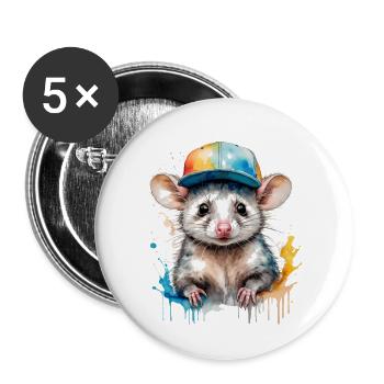 Opossum Snapback Cap Cool Tier Design Print - Buttons large 2.2''/56 mm (5-pack) - white - Front