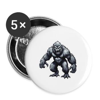 Gorille - Lot de 5 grands badges (56 mm) - blanc - Devant