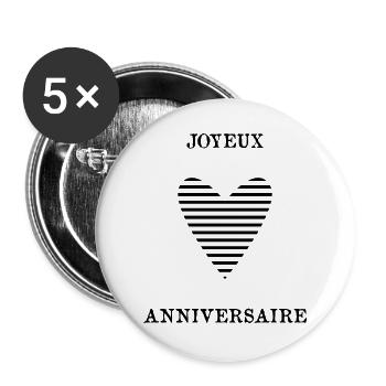 ALLES GUTE ZUM GEBURTSTAG. ALLES GUTE ZUM GEBURTSTAG. JAHRESTAG. - Buttons groß 56 mm (5er Pack) - Weiß - Vorne