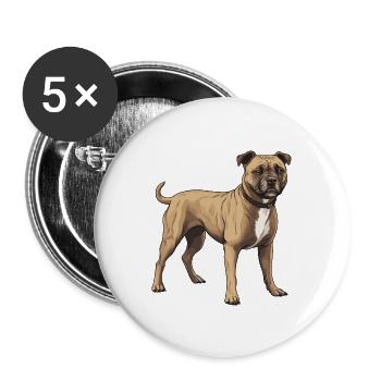 Staffordshire Bull Terrier Hund Tier - Buttons groß 56 mm (5er Pack) - Weiß - Vorne