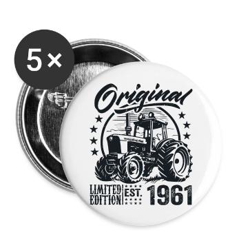 Original 1961 Geburtstag 1961 Farmer Traktor - Buttons groß 56 mm (5er Pack) - Weiß - Vorne