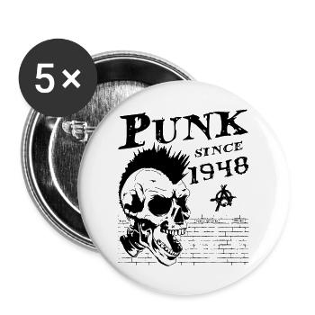 Punk Since 1948, Punks Not Dead, 76 Years Old and - Buttons large 2.2''/56 mm (5-pack) - white - Front