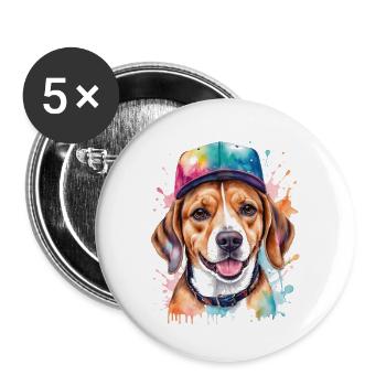 Beagle Snapback Cap Dog Funny Animal Design Print - Buttons large 2.2''/56 mm (5-pack) - white - Front