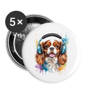 Cavalier King Charles Spaniel Casque Dog Print - Lot de 5 grands badges (56 mm) - blanc - Devant