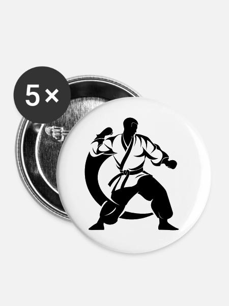 Karateka - Buttons groß 56 mm (5er Pack) - Weiß